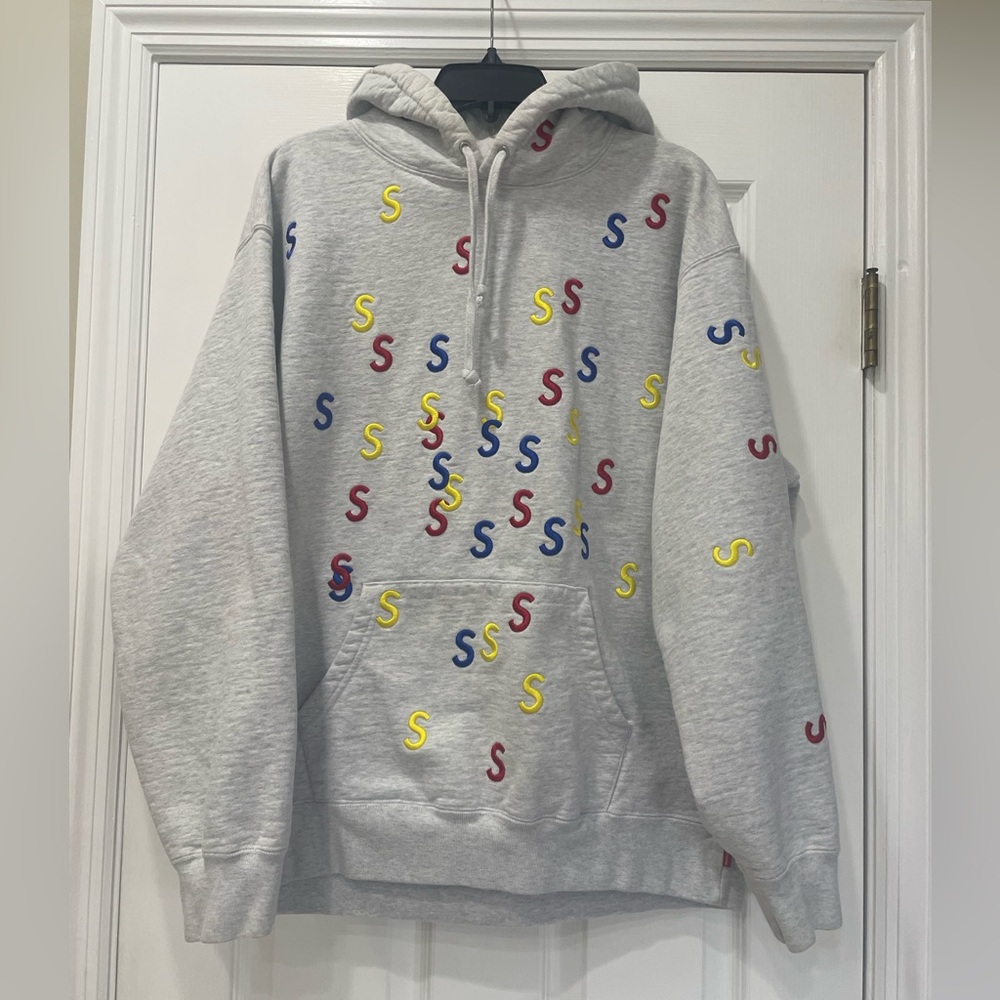 Supreme Embroidered S Hooded Sweatshirt grey size Large